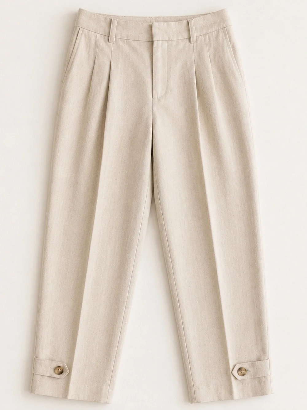 Zara High Waist Tailored Tapered Trousers Linen Blend Quiet Luxury Size XS